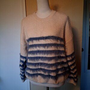 Ladies, pull over sweater. Off White. With. Blue tassels. From the chest down M